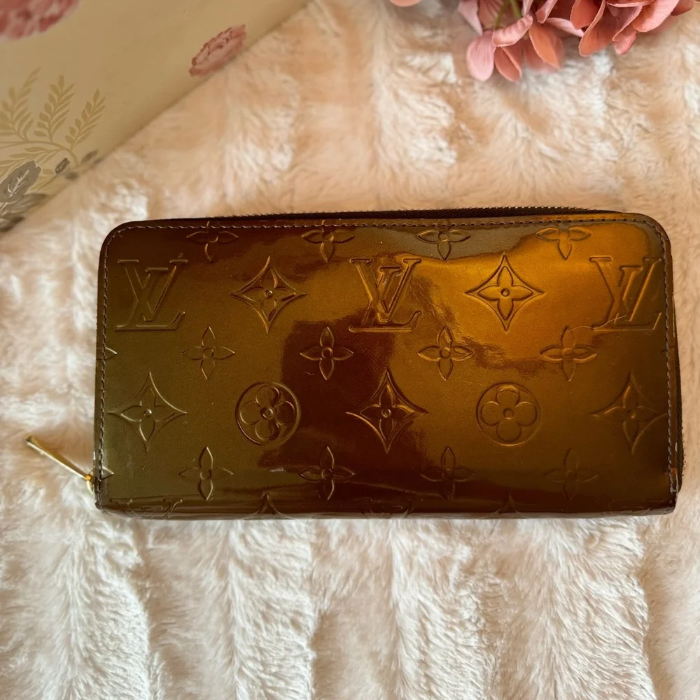 Louis Vuitton Vernis Bronze Long Zippy Wallet Authentic Zip Around Made In Spain - Picture 3 of 16